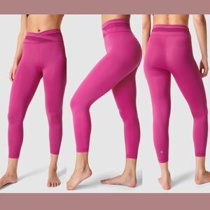 Sweaty Betty Phlox Pink All Day Crossover Waist 7/8 Activewear Leggings